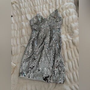 Princess Polly Glittering Silver Mini Dress
